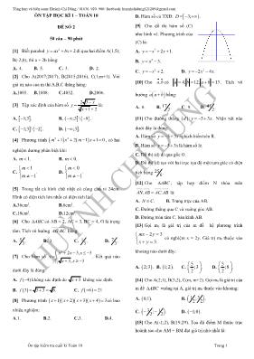 Ôn tập học kì 1  Toán 10 - Đề số 2